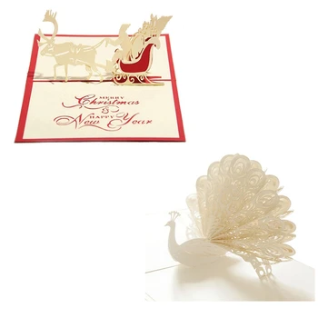 

2Pcs Handmade Blank 3D Pop Up Greeting Card PostCards Christmas Deer Car with Matching Envelope Laser-Cut Surprisingly Perfect D