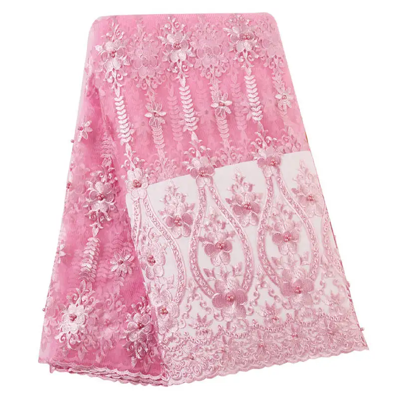 pink Высокое качество, Африканское французское кружево, красная ткань, швейцарская вуаль, кружево в швейцарском стиле с камнями, кружевная ткань - Цвет: pink