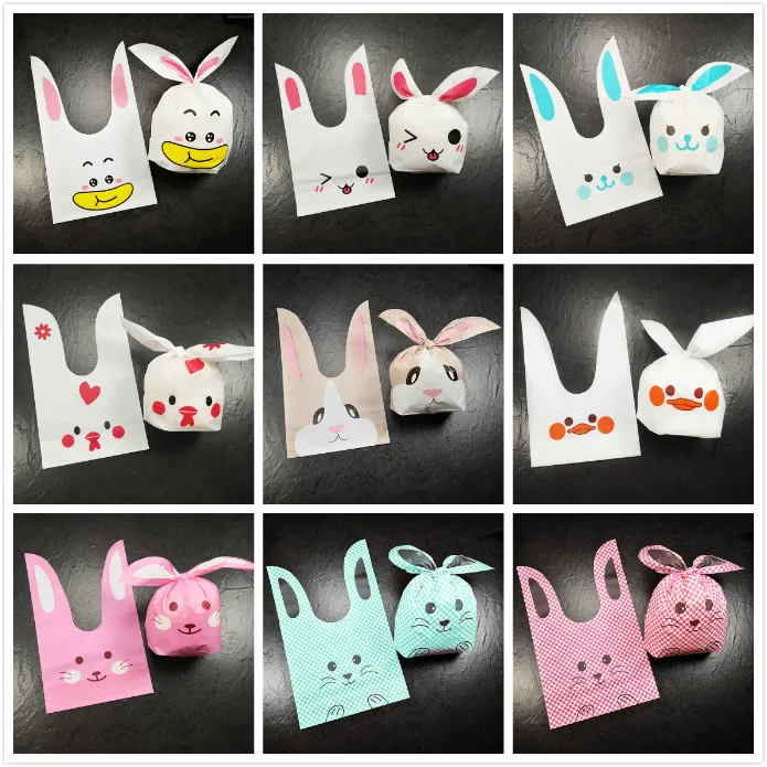 10pcs/lot Cute Rabbit Ear Cookie Bags  Snack Baking Package Wedding Favors Gifts decoration Gift Bags For Candy Biscuits