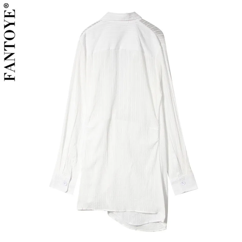 FANTOYE, белое сексуальное платье-блуза с глубоким v-образным вырезом, Осеннее хлопковое платье с длинным рукавом, новое платье для подиума знаменитостей, Vestidos, женская одежда