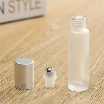 

10ml Frosted Glass Essential Oil Perfume Roller Ball Bottles Roll On Vials Travel Cosmetic Aromatherapy Containers Silver cap