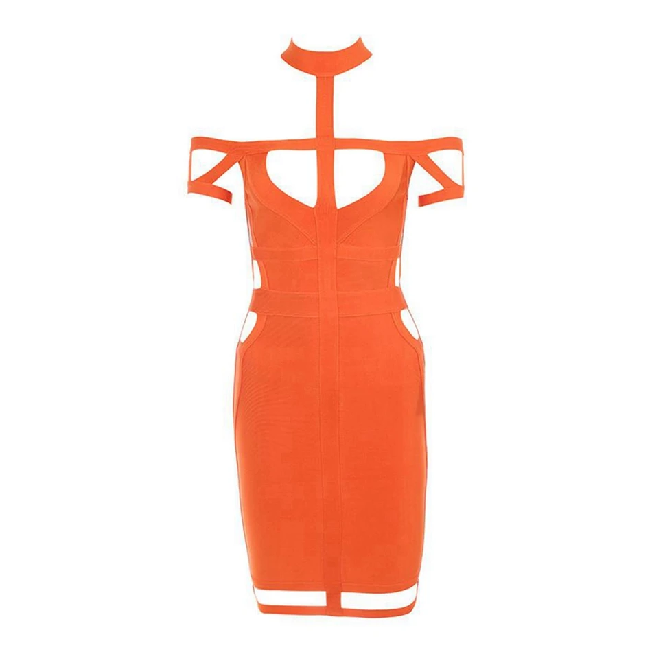 LEGER BABE, летнее, оранжевое, темно-синее, обнаженное, женское, Vestidos, Бандажное платье, сексуальное, с вырезом, для знаменитостей, для рождества, вечерние, Клубное платье - Цвет: Orange