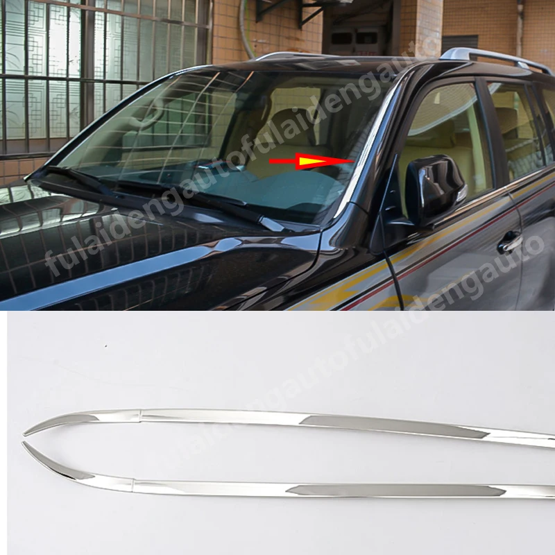 For Toyota Land Cruiser LC200 2012- stainless steel Front Windshield Glass Molding Strip Cover Trim Car Styling