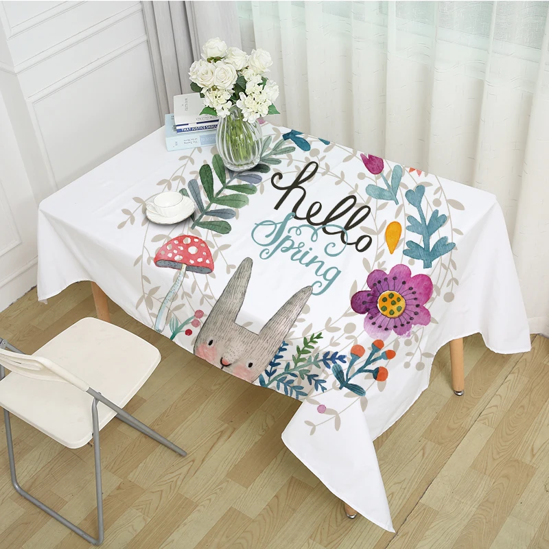Скатерть с милым мультяшным Кроликом небольшая скатерть из полиэстера круглая