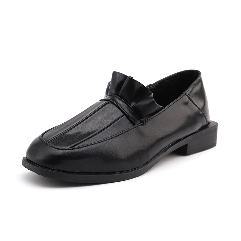

Genuine Leather Oxfords Women Casual Shoes Female Spring Autumn Oxfords Folds Skirt Women Leather Shoes Fashion Ladies Shoes
