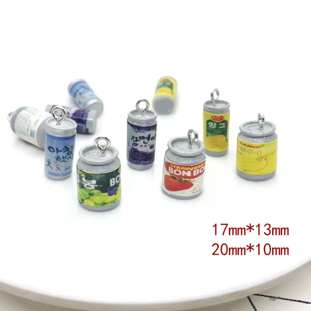 

4pcs Korean Fruit Drink Cans Kawaii Bottle Charms For DIY Pendants Resin Earring Charms Fashion Jewelry Accessories LL021