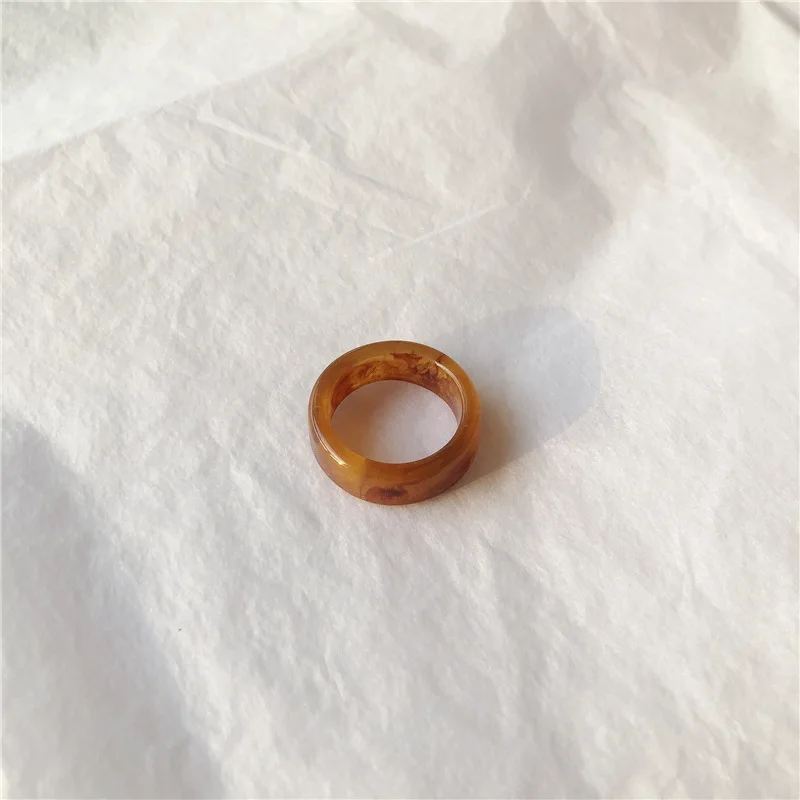 Dark Brown round Новинка, винтажное модное кольцо с принтом, квадратное кольцо с крутым ветром, широкие акриловые кольца цвета слоновой кости для девушек, ювелирное изделие, подарок - Цвет основного камня: Dark Brown round