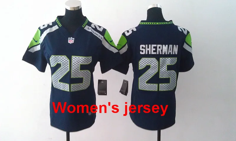 Красный A+++ женские сшитые футболки Seattle s ladies 3 Russell Wilsons 11 Percy Harvin 12 Fan 24 Lynch 88 Jimmy Graham - Цвет: Красный