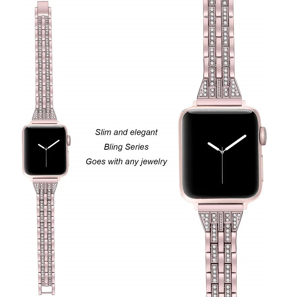 Ремешок из нержавеющей стали совместимый с Apple Watch ремешок 38 мм 40 для женщин Iwatch