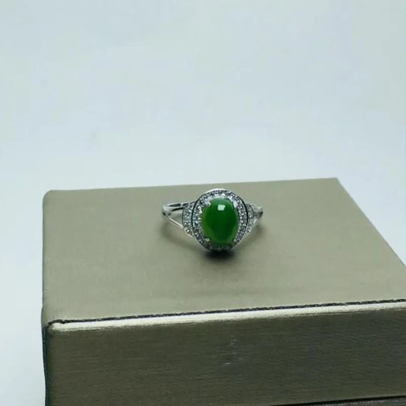 Реальный сертифицированные натуральные сорта хотанской(Hetian) яшмы, 925 пробы серебра ручной работы кольцо с нефритом зеленый регулируемый высокое качество лучшие подарки