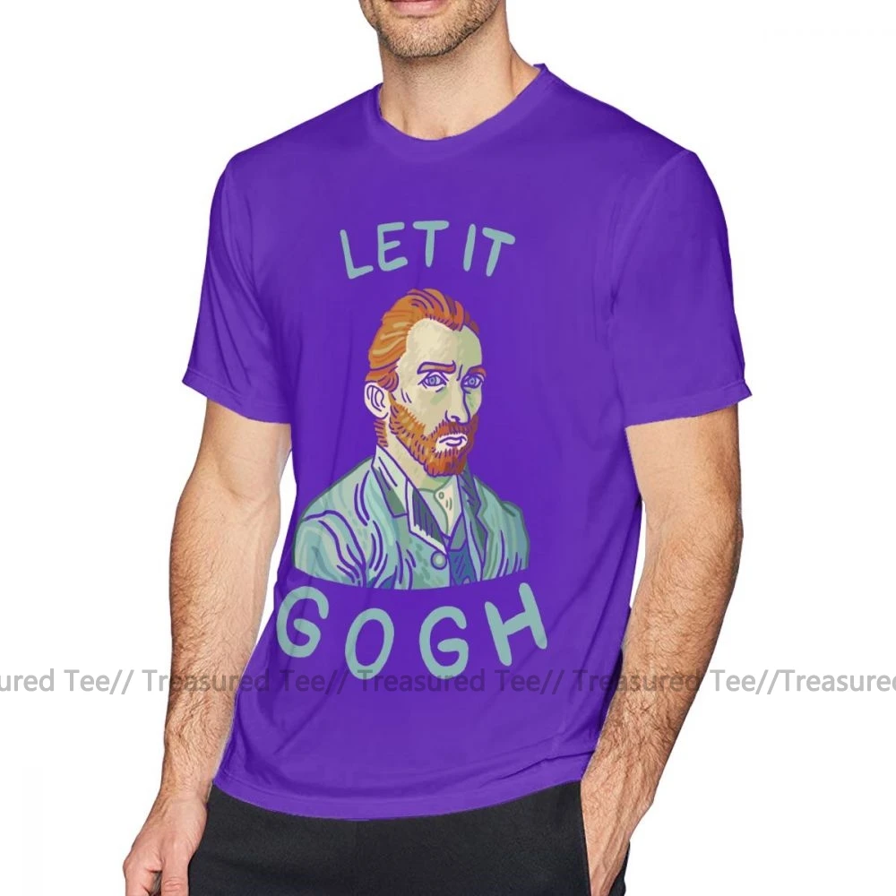 Футболка для художника Let It Gogh, Мужская футболка 5x, Модная хлопковая забавная футболка с графическим рисунком и коротким рукавом - Цвет: Purple
