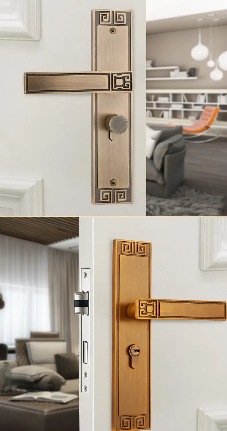 de alumínio, maçaneta interior da fechadura da porta de madeira, slides