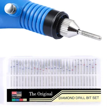 

DIY Nail Art Tools 30pcs lots Silver Diamond Nail Polishing Needle Kits Drill Bits Manicure Grinding Carving drill Accessories