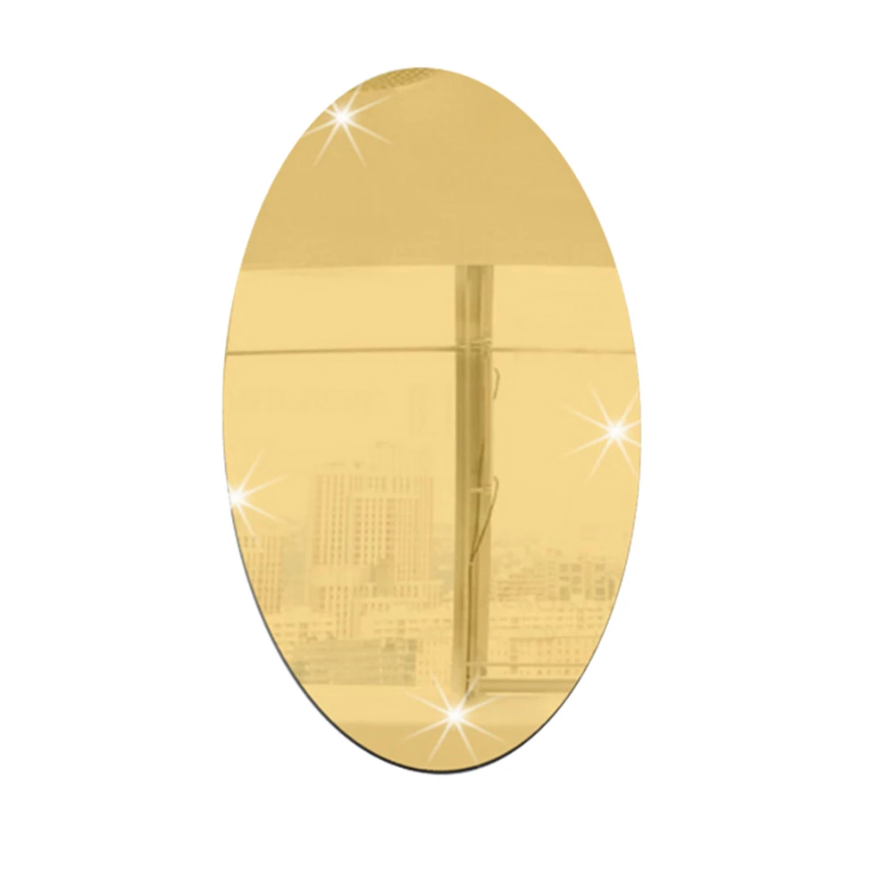 golden oval Наклейка на стену 3D зеркальный эффект съемный Прямоугольник Овальный фон украшение для дома QJS магазин - Цвет: golden oval
