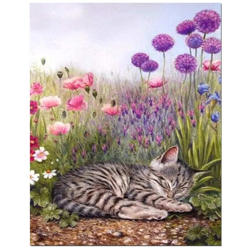 Diamond Painting purple Dandelion Scenery Home Decor Full round Drill Square cat Picture Of Rhinestone Wedding DecorationZP-2537 | Дом и сад