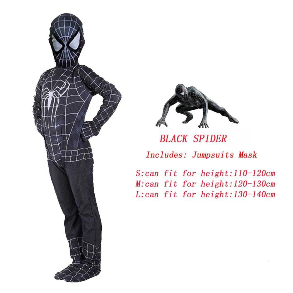 VEVEFHUANG Звездные войны Мстители яд паук БЭТМЭН Супермен железный человек Муравей Халк Черная пантера для представление на Хэллоуин костюм - Цвет: Black Spider