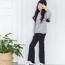 Стиль корейско-Стиль для девочек; сезон осень-зима брюки лапка для ног разрез-гусеничный Big Boy Повседневное средней толщины клеш с низкой посадкой; сковорода