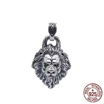 

100% S925 sterling silver men's pendant wild personality fashion retro carved lion shape to send a gift of love 2018 new hot