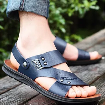 

Summer men's sandals new sandals dual-use leather sandals men 100% leather men's slippers mens casual beach shoes tide men shoes