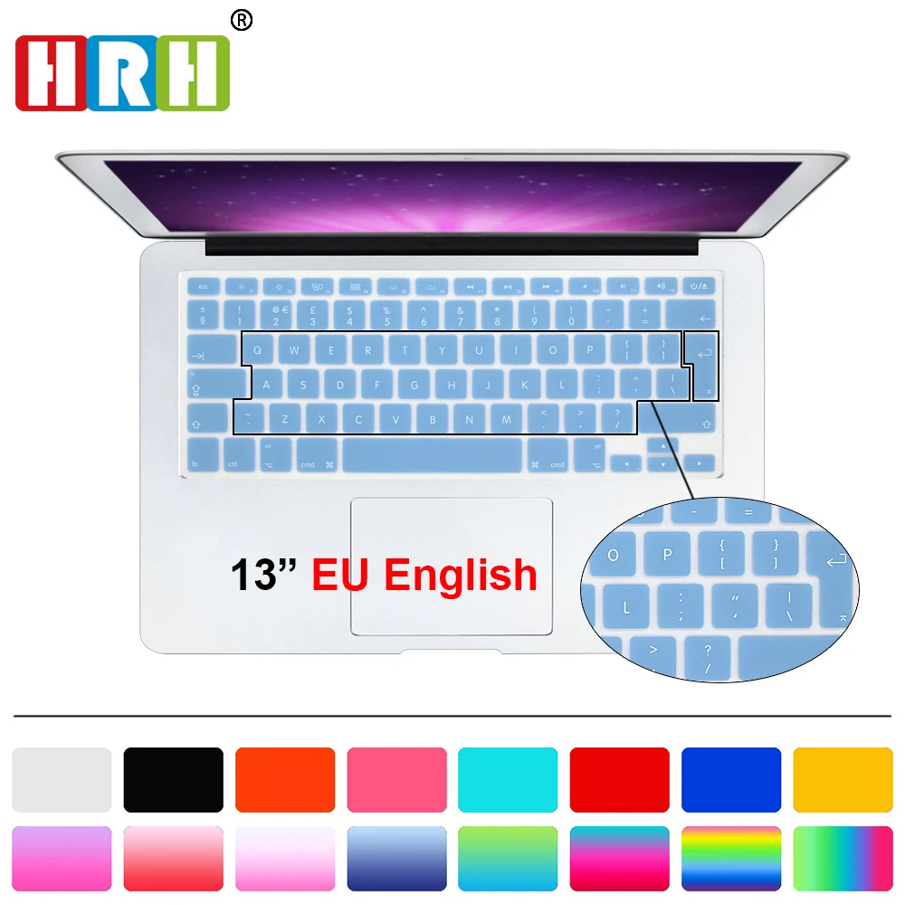 HRH силиконовая UK EU английская клавиатура Обложка Защитная пленка для Macbook Air Pro 13 15