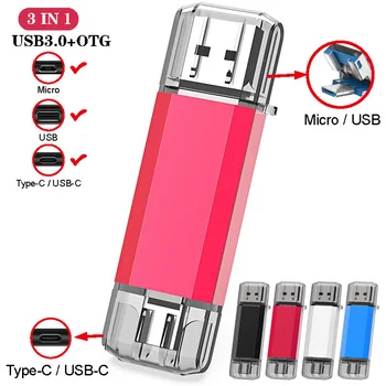 

Colorful Micro usb Type-C Pen Drive 16GB 32GB 8gb USB Flash Drive 64GB 128GB pendrive flash memory for typec smartphone/laptop