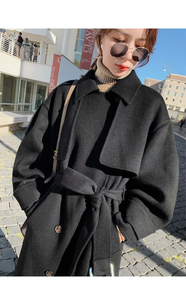 SuperAen, модное шерстяное пальто для женщин, осень и зима, одноцветное, дикое, для девушек, шерстяное пальто, корейский стиль, женская одежда