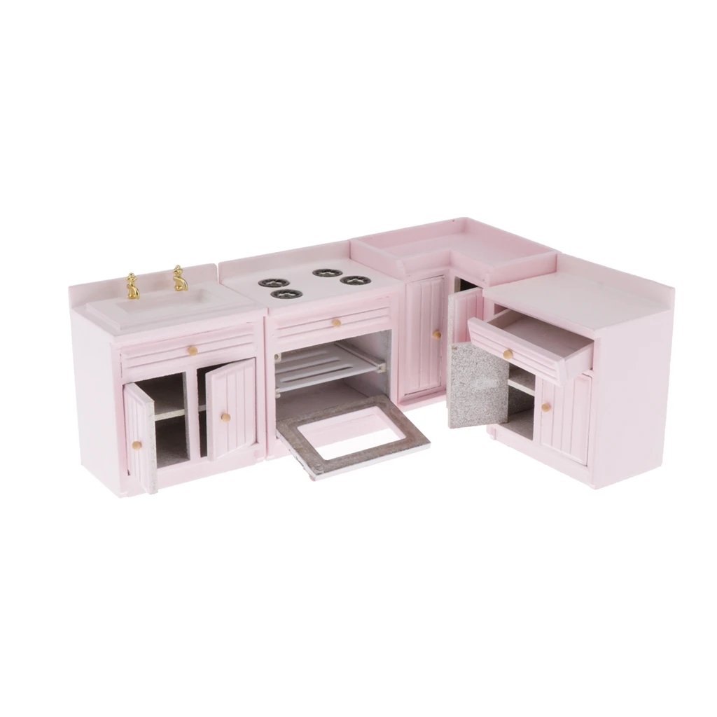 Dollhouse Kitchen Decoration Accessories - 1 12 Dolls House Stove Sink Cabinet Model Set