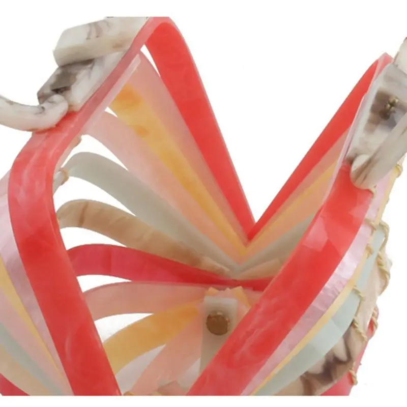 

Women Folable Hollow Acrylic Handbag Summer Beach Purses Wedding Evening Top Handle Bag