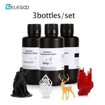 

ELEGOO 405nm UV Resin 3D Printer Resin LCD Standard Photopolymer Resin for LCD 3D Printing 500ml Black Gery 3Bottles Set