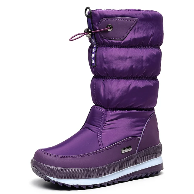 Women snow boots  platform winter boots thick plush waterproof non-slip boots  fashion women winter shoes  warm fur  botas mujer Purple