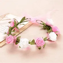 Детские украшения, аксессуары для волос, корейский стиль, роза, свадебные цветы, для мальчиков/девочек, аксессуары, гирлянда, корейский стиль, для девочек