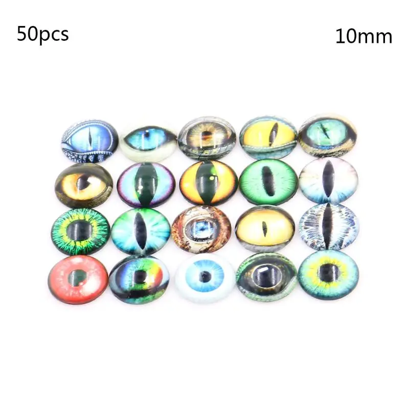 50 пар реалистичные DIY глаза смешанные цвета круглые глаза Дракона стеклянный кабошон купол 10 мм 15 мм 20 мм