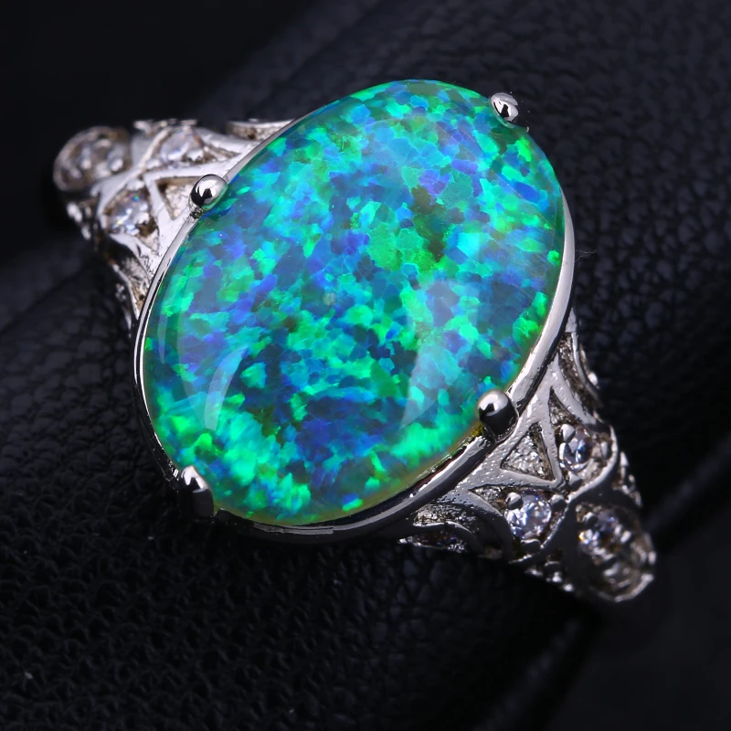 Модные кольца с опалом Изящные Ювелирные изделия женские зеленым огненным