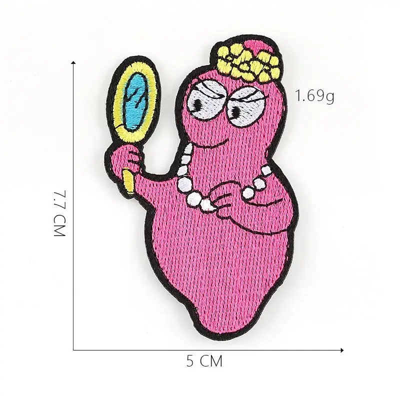 Barbapapa мультяшный значок Баба папа вышивка льготы аксессуары для одежды железные нашивки - Цвет: Антикварное серебро