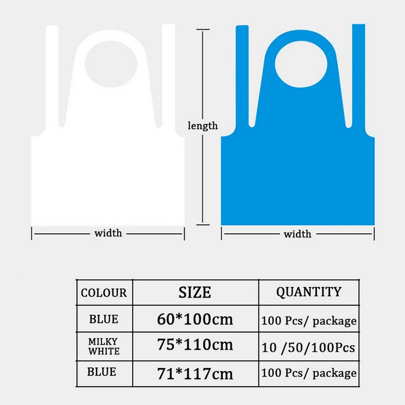10/50/100PCS Thicken disposable apron adult plastic waterproof oil-proof clothes kitchen hairdresser woman barbecue Baking party
