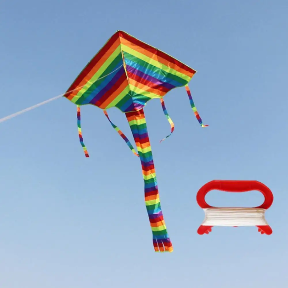 Colorful Rainbow Kite Long Tail Nylon Outdoor Kites Flying Toy for Children Kid 