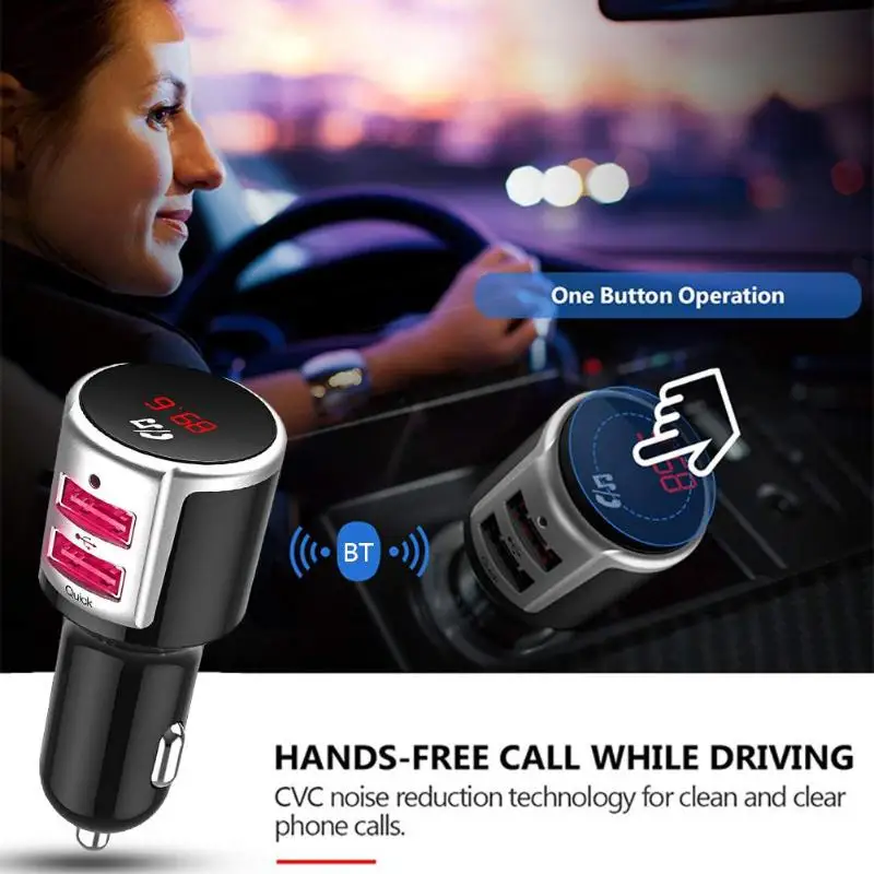 BC33 автомобильный беспроводной Bluetooth fm-передатчик 3,0 двойной USB зарядное устройство для телефона эхо-подавление и подавление шума