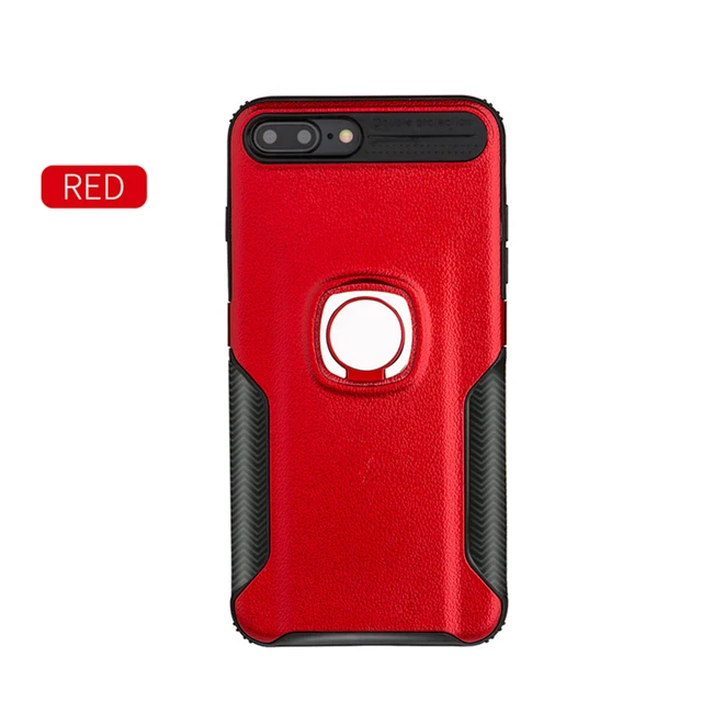 Магнитное металлическое кольцо задняя крышка для iPhone 6 6S 7 Plus OPPO R11 R15 беспроводной зарядный чехол для телефона для huawei P20 Lite Honor V10 7X - Цвет: Red