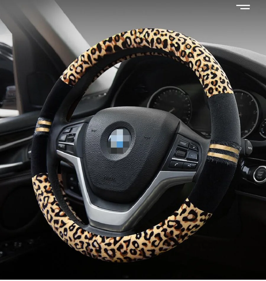Style 3 Мультяшный автомобильный чехол на руль Леопард зимний разноцветный плюш чехол на рулевое колесо уровень резиновое внутреннее кольцо - Название цвета: Style 3