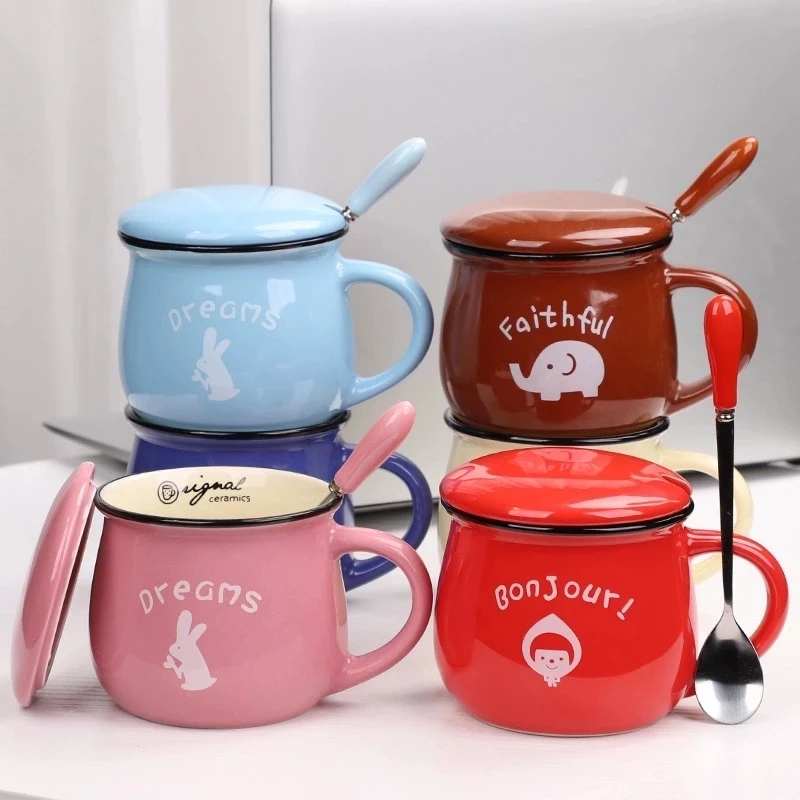 Мультяшные кофейные чашки керамические кружки креативная круглая ручка