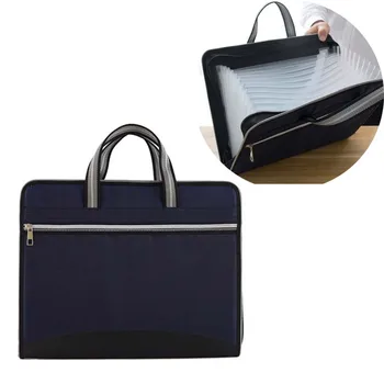 

Business Briefcase A4 Document Bag Zipper Waterproof File Organizer Bag 12 Layer Oxford Cloth Organ Package Office Document File