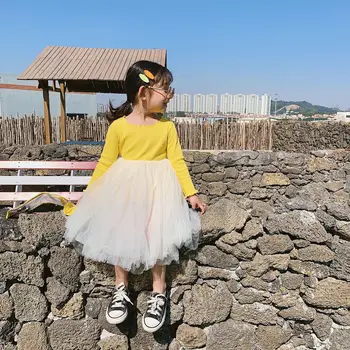 

Winter Kids Dresses For Girls Long Sleeve Children Clothing Tutu Girls Casual School Wear Lace Mesh Princess Party Dress WC20002