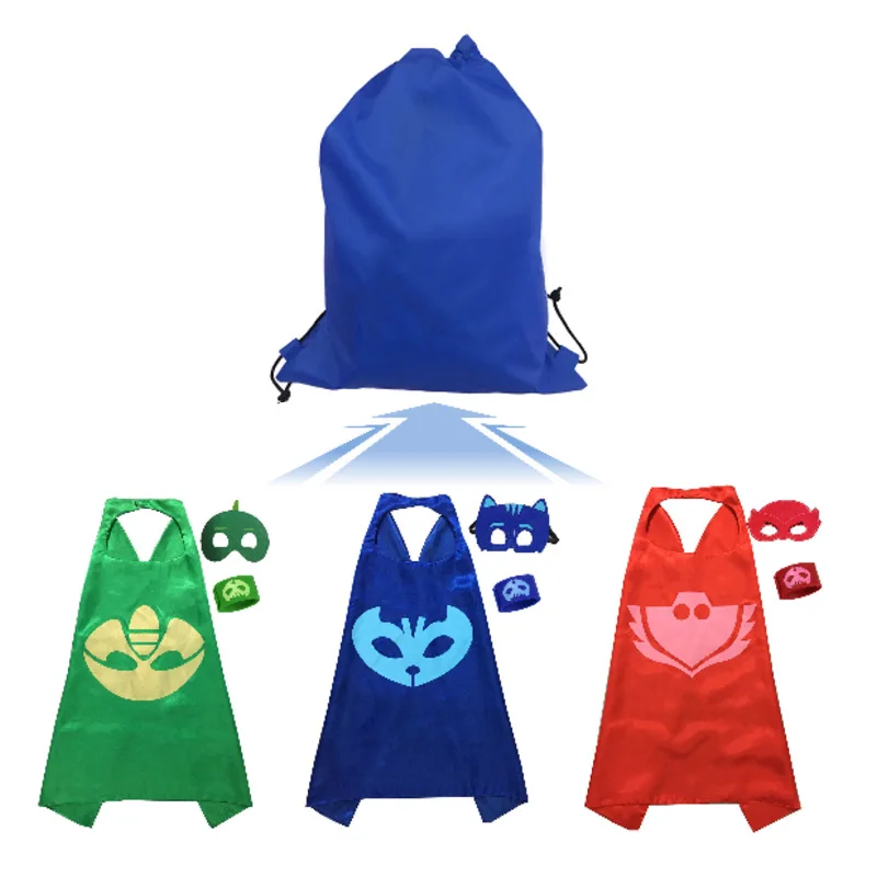 3 комплекта PJ MASKS маска плащ браслет Catboy Owlette Gekko вечерние праздничные наряды отправить спортивный мешок подарок для детей