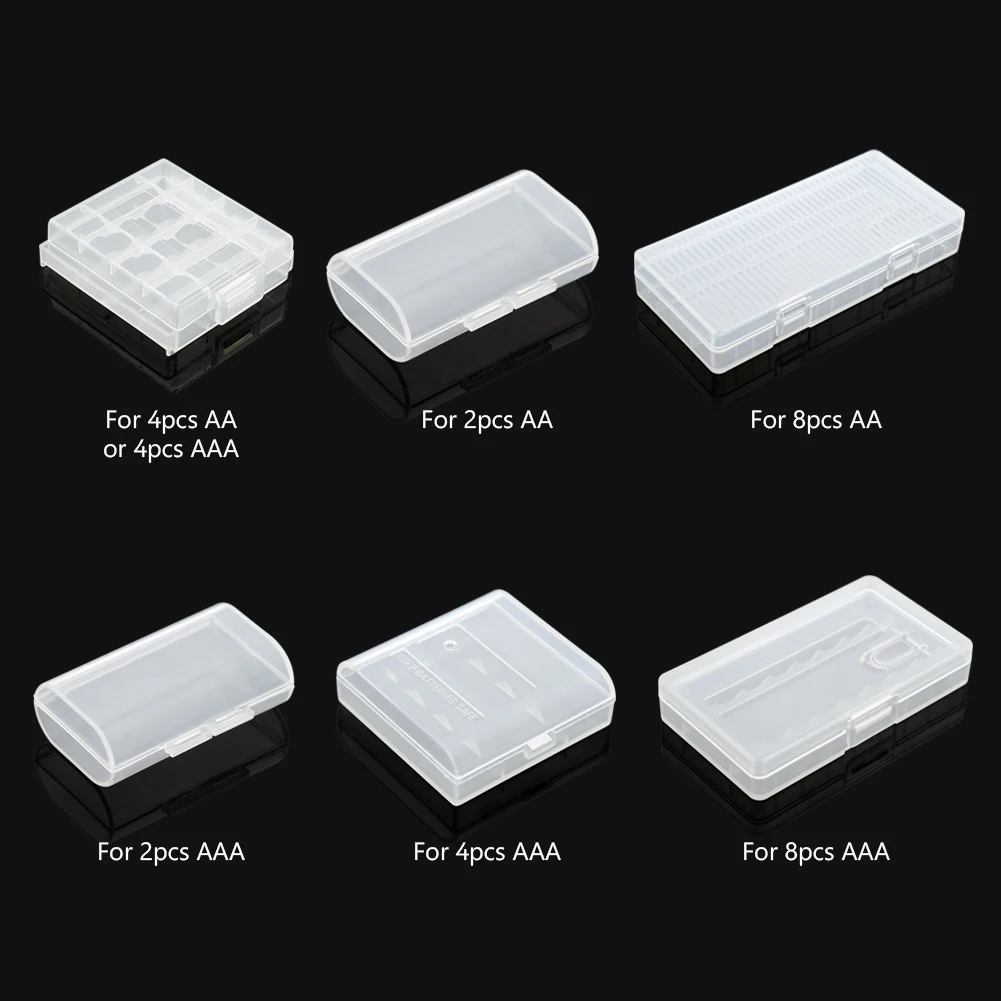 Battery Storage Box Semi-translucent Plastic Case Container Bag Case Organizer Box Holder Storage Box Cover For 2 4 8 AA AAA Battery