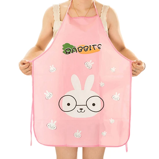 Hot Sale! Women Cute Cartoon Waterproof Oil-proof Apron Kitchen Restaurant Cooking Bib Aprons Sleeveless Overalls Hanging Neck