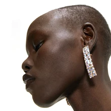 Vodeshanliwen ZA модные квадратные Кристальные серьги-гвоздики новые богемные длинные серьги для женщин ювелирных аксессуаров