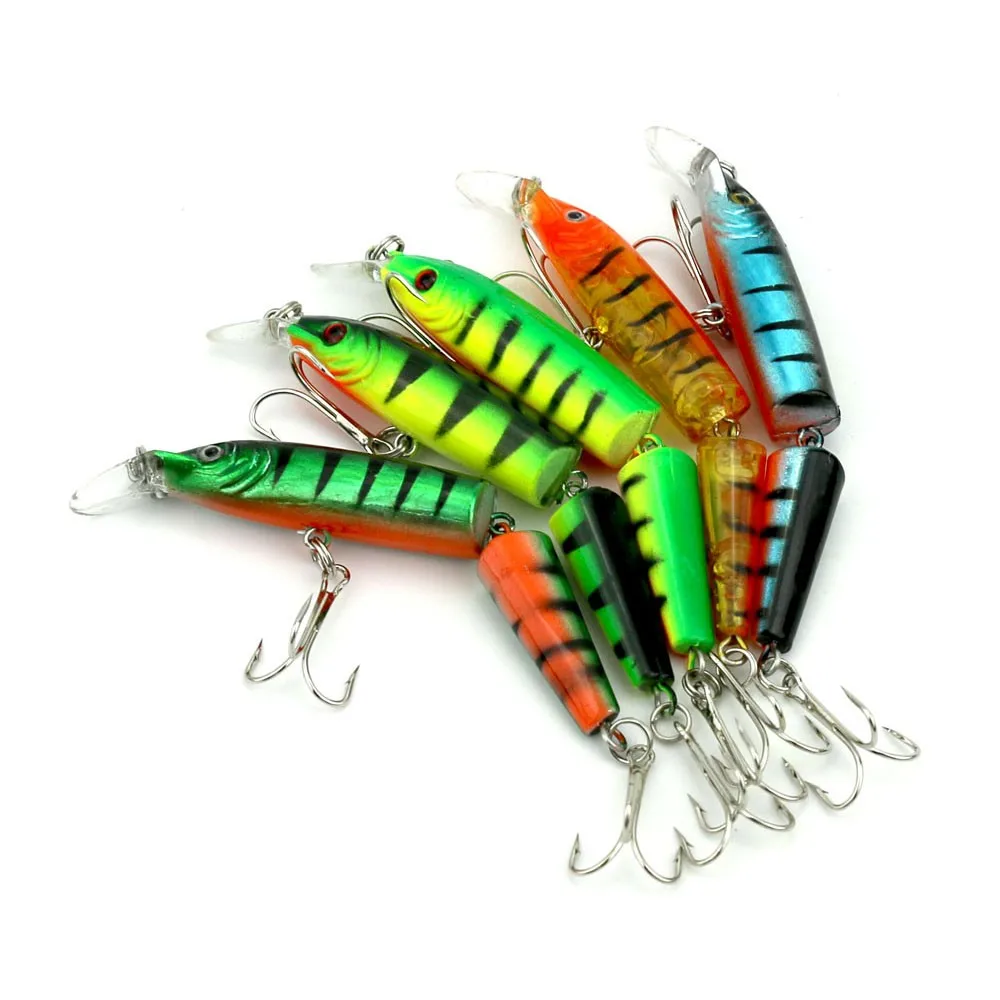  5PCS 10.5cm/9.6g Bisection Plastic Artificial Fishing Tools Jointed Fishing Lure Jerk Fish Tackle H