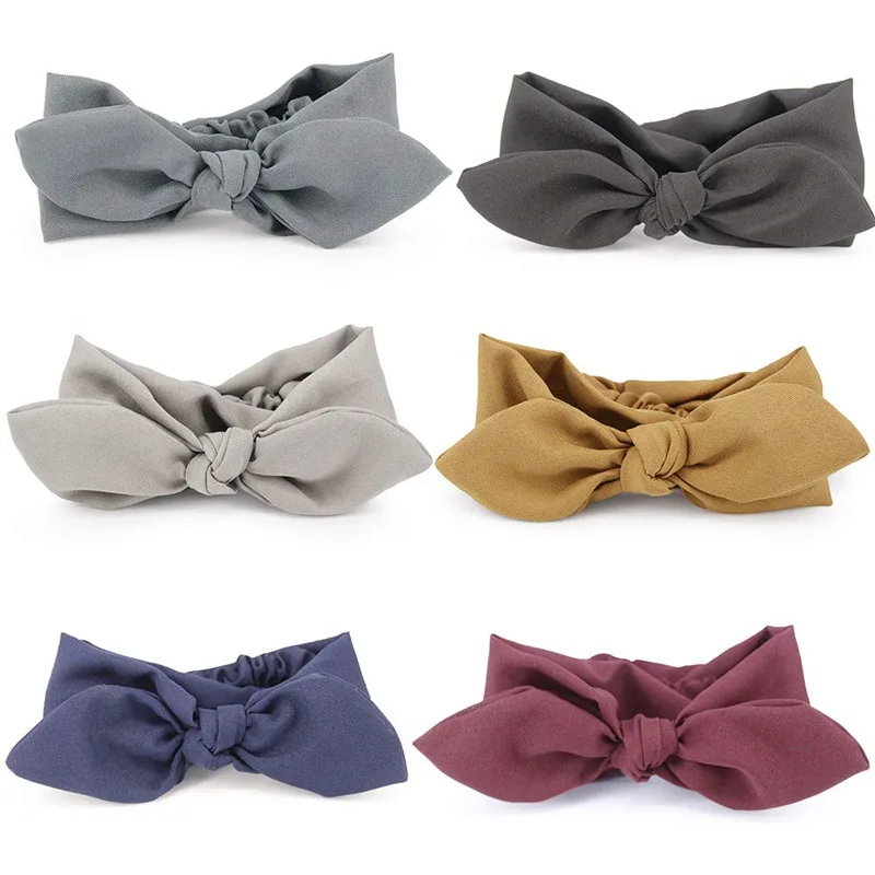 

Solid Color Rabbit Ear Headband For Women Female High Quality Elastic Bow Hairband Headwear Hair Accessories New Arrival
