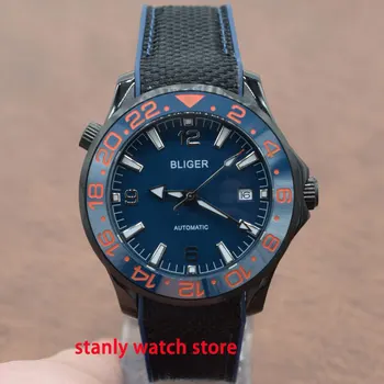 

Sapphire glass Bliger 41mm blue dial ceramic bezel luminous marks pvd coated case miyota 8215 automatic movement men's watch
