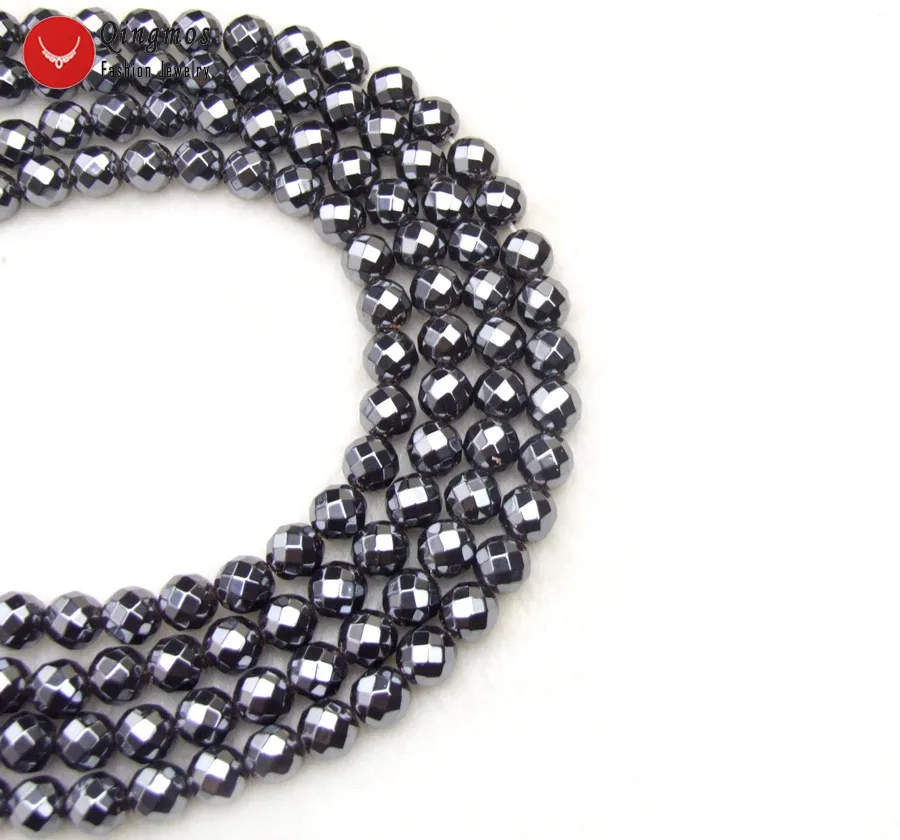 

Qingmos Natural 10mm Round Faceted Black Hematite Loose Beads for for Beadwork DIY Necklace Bracelet Earring 15" Strands los805